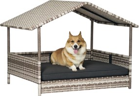PawHut Căsuță pentru câini Pat pentru animale Coș pentru câini, rezistent la intemperii, poster detașabil, Gri | Aosom Romania
