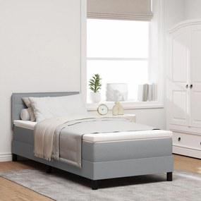 vidaXL Pat cu Arcuri cu Saltea Gri Deschis 80x200 cm Țesătură