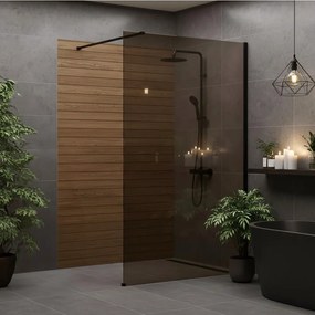 Paravan de dus fumuriu Rea Flexi Brown 130 cm negru