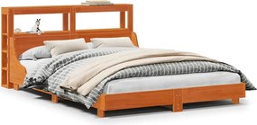 vidaXL Cadru pat fără saltea, maro ceruit, 140x190 cm, lemn masiv pin