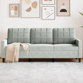 vidaXL Canapea cu 3 locuri, gri deschis, material 180CM catifea