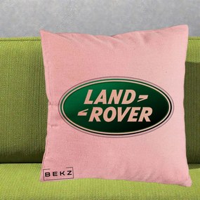 Perna Personalizata cu emblema Land Rover, 40x40 cm, Roz, Husa Detasabila, Perna Inclusa, BEKZ®