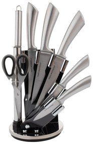 TEMPO-KONDELA JAVED, set de cuţite într-un suport, 8 buc., argintiu