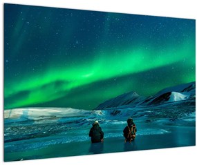 Tablou cu oameni la Aurora borealis (90x60 cm)