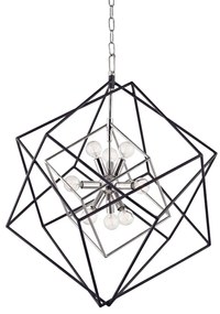 Lustra suspendata LUX design geometric ROUNDOUT nichel lustruit, cu 9 surse de lumina