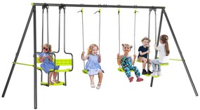 Outsunny Balansoar 4 agrafe portico cu balansoar - dim. 3,55L x 1,84l x 1,86H m metal epoxid anticoroziv PE Gri | Aosom Romania