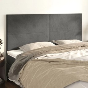 vidaXL Tăblii de pat, 4 buc, gri închis, 90x5x78/88 cm, catifea