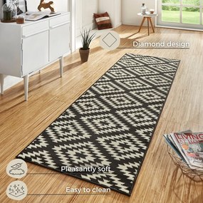 Covor tip traversă Hanse Home Basic Nordic, 80x200 cm, negru-alb