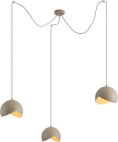 Lampă suspendată de design bej cu sticlă opală cu 3 lumini - Tulip