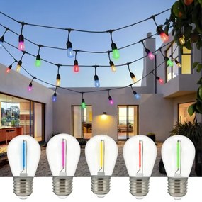 Lanț LED decorativ de exterior PARTY NEON 7,6 m 10xE27/0,6W/36V IP44