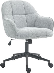 HOMCOM Scaun fauteuil de birou cu spătar și șezut capitonat reglabil în înălțime rotativ 360° bază neagră tapiterie țesătură gri | Aosom Romania