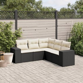 3254883 vidaXL Set mobilier de grădină cu perne, 5 piese, negru, poliratan