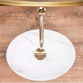 REA-U8014 - Lavoar pentru blat SOFIA MINI, 27 x 34 cm, ceramică cu decor marmură