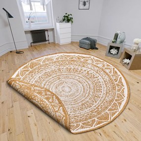 Covor de exterior galben ocru-alb rotund ø 140 cm Siruma – NORTHRUGS