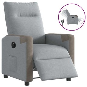 vidaXL Fotoliu rabatabil electric, gri deschis, textil