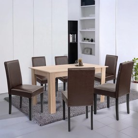 Set de masă Leon 6+1, stejar Sonoma-maro
