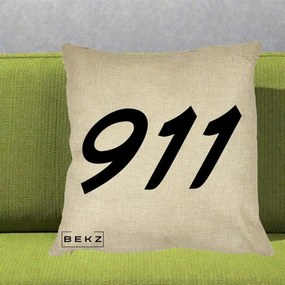 Perna Personalizata 911 Bold, 40x40 cm, Crem, Husa Detasabila, Perna Inclusa, BEKZ®