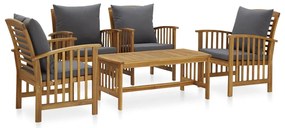 vidaXL Set mobilier grădină cu perne, 5 piese, lemn masiv de acacia