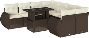 vidaXL Set canapele de grădină cu perne, 9 piese, maro, poliratan