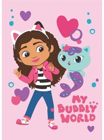 Pătură pentru copii roz din polar/fleece 100x150 cm Gabby's Dollhouse "Bubbly World" – Jerry Fabrics