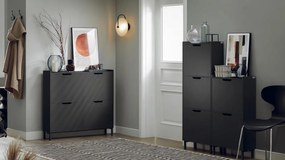 PANN1 - Pantofar 50 cm foarte ingust, 2 compartimente, pantofare, depozitare pantofi, mobilier hol - Negru