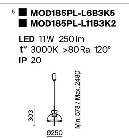 Lustra/Pendul LED design modern decorativ Bangkok 25cm, fumuriu