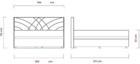 Pat tapițat GINA 160x200 cm, bej, cu saltele incluse și spațiu de depozitare