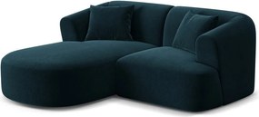 Colțar petrol cu tapițerie din catifea (cu colț pe partea stângă/cu șezlong) Campi – Cosmopolitan Design