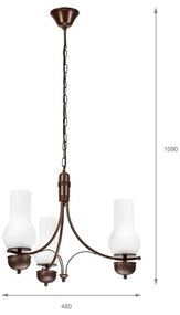 Lustră pe lanț Brilagi COTTAGE 3xE14/40W/230V stejar/alb