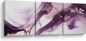 Tablou - Artă fluidă violet (cu ceas) (90x30 cm)