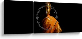 Tablou - Statuia lui Buddha de aur (cu ceas) (90x30 cm)