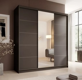 Dulap cu usi glisante si oglinda, 200x58x215 cm, Sonic 200, ADRK Furniture (Culoare: Casmir / Casmir)