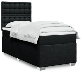 vidaXL Pat box spring cu saltea, negru, 80x200 cm, textil