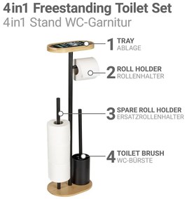 Suport pentru hârtie igienică negru/în culoare naturală din oțel Pomarolo – Wenko