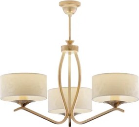 Brilagi - Lustră pe tijă SAPHIRE 3xE27/15W/230V Ø 66 cm crem/auriu/patină
