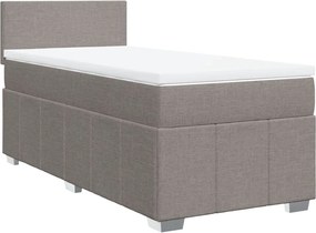 vidaXL Pat box spring cu saltea, gri taupe, 100x200 cm, textil