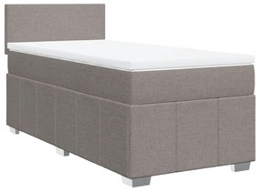 3286976 vidaXL Pat box spring cu saltea, gri taupe, 100x200 cm, textil