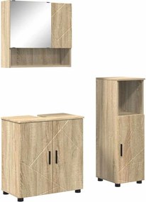 vidaXL Set de mobilier pentru baie Pe perete 3 pcs Stejar Sonoma