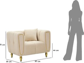 Fotoliu crem cu tapițerie din catifea Alma – Mauro Ferretti