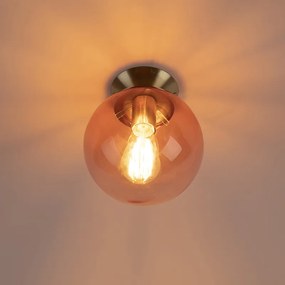 Plafonieră Art Deco din alamă cu sticlă roz - Pallon