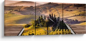 Tablou cu peisaj în carte (cu ceas) (90x30 cm)