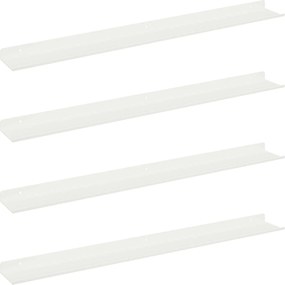 vidaXL Raft suspendat Pe perete 4 pcs Alb 80 x 9 x 2,5 cm Oțel