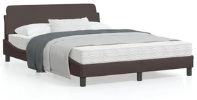 373148 vidaXL Cadru de pat cu tăblie, maro închis, 120x200 cm, textil