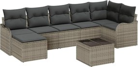 vidaXL Set de canapele pentru grădină cu pernă 8 pcs Gri Rattan poli