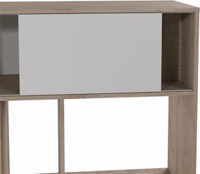 Birou de colt cu biblioteca in decor de stejar Jackson Hickory, EFREM PLUS