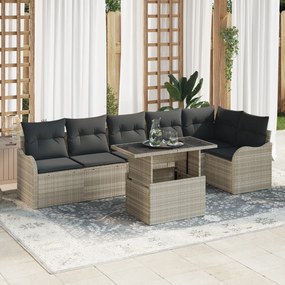 vidaXL Set de canapele pentru grădină 7 pcs Gri deschis Rattan poli