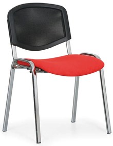 Scaun de conferinta Viva Mesh - picioare cromate, rosu/negru