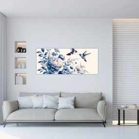 Tablou - Colibri deasupra florii (120x50 cm)