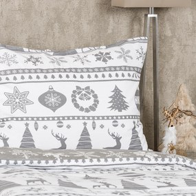 Lenjerie de pat din bumbac flanelCrăciun 4Home Christmas Time, gri, 140 x 200 cm, 70 x 90 cm
