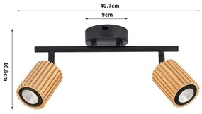 Brilagi - Lampă spot MODERN WOOD 2xGU10/8W/230V lemn de cauciuc/negru